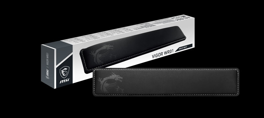 MSI Vigor WR01 Poggiapolsi In Memory Foam Con Gel Rinfrescante – Superficie Ice Silk Lycra, Antibatterico, Base Antiscivolo, Per Tastiere Full-size E Lunghe Sessioni Di Gaming
