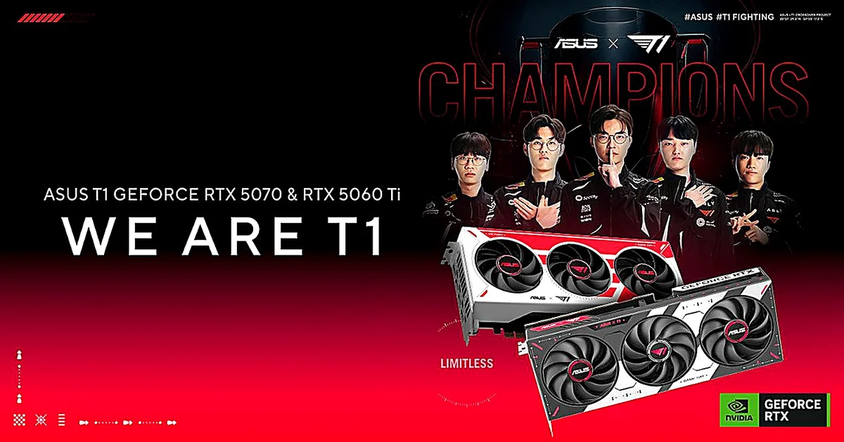 ASUS, T1 temalı GeForce RTX 5070 ve 5060 Ti kartlarını tanıttı ASUS, T1 temalı GeForce RTX 5070 ve 5060 Ti kartlarını tanıttı