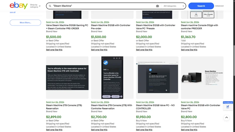 Steam Machines being sold by scalpers on eBay