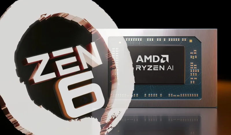 AMD Ryzen AI chip with Zen 6 architecture, highlighting advanced microprocessor technology.