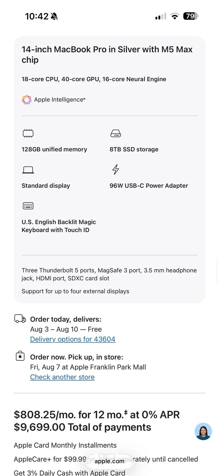 One M5 Max MacBook Pro owner saved almost $3,000 by purchasing earlier