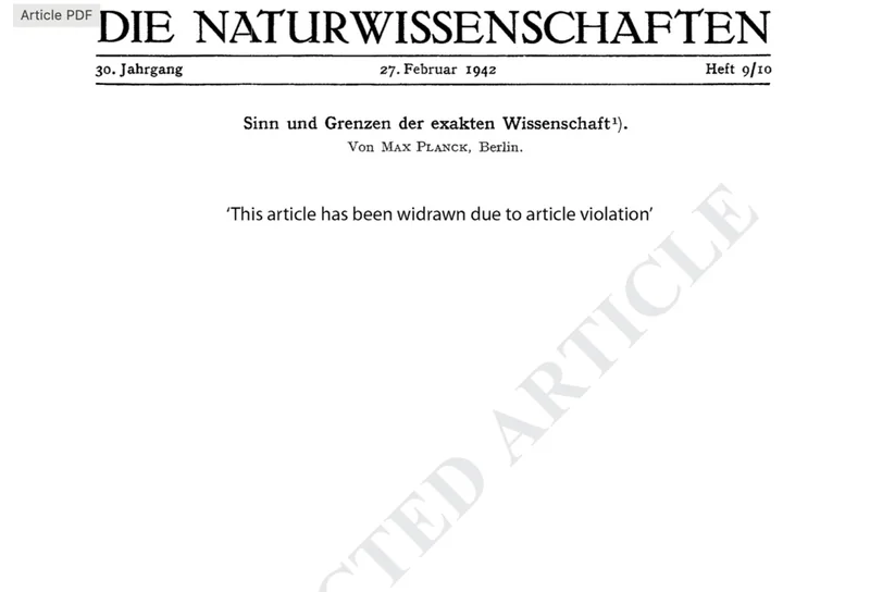 screenshot of empty web page of Planck paper