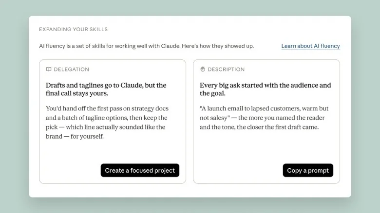 Claude's fluency section lists recommendations on how you can use the chatbot more efficiently