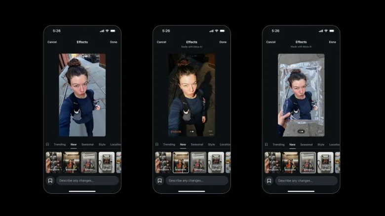 Three screenshots of different Muse Image effects applied in Instagram.