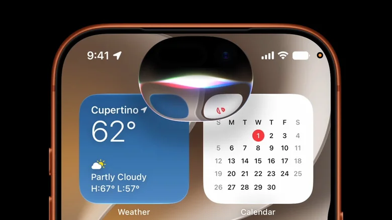 Closeup of the top of an iPhone running Siri AI in iOS 27