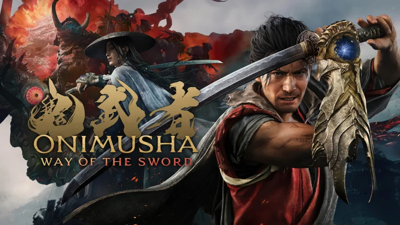 Two warriors wielding swords are featured in a promotional image for the game titled 'Onimusha: Way of the Sword.'