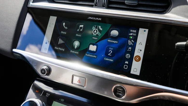 A list of apps available to launch using Apple CarPlay on a car display.