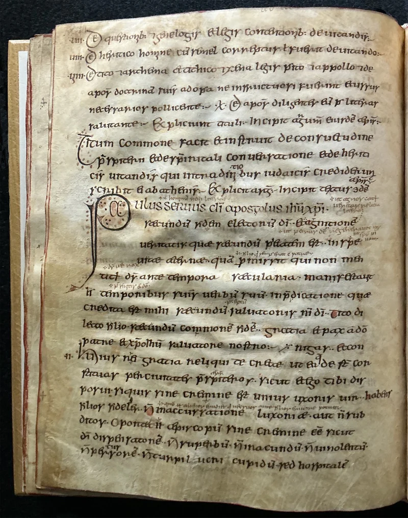 Cambridge, Trinity College, MS B.10.5, fol. 62v, the Epistles of St Paul, Ireland/Northumbria, 700–800 CE.