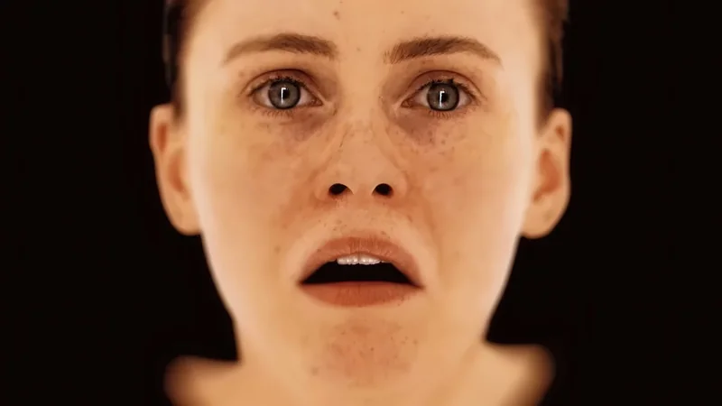A highly detailed digital human face of Sophia Lillis with realistic textures and expressions from OD.